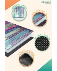 Brielle Modern Kadife Pamuk Tabanlı Yıkanabilen Kaydırmaz Antibakteriyel Salon Halısı