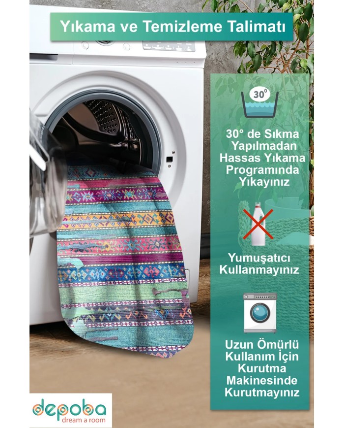 Brielle Modern Kadife Pamuk Tabanlı Yıkanabilen Kaydırmaz Antibakteriyel Salon Halısı