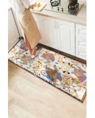 Omari Modern Kadife Pamuk Tabanlı Yıkanabilen Kaydırmaz Antibakteriyel Mutfak Halısı