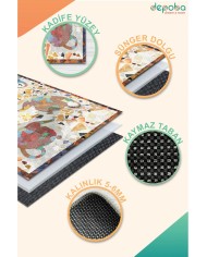 Omari Modern Kadife Pamuk Tabanlı Yıkanabilen Kaydırmaz Antibakteriyel Mutfak Halısı