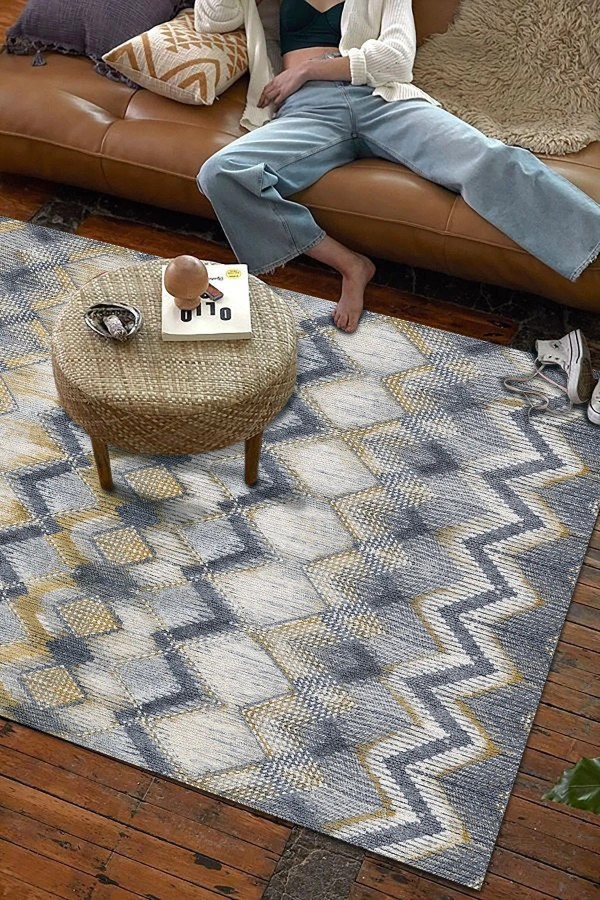 Amaris Modern Kadife Özel Tasarım Pamuk Tabanlı  Yıkanabilen Kaydırmaz Antibakteriyel Salon Halısı