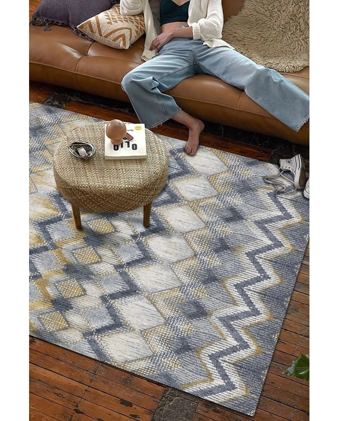 Amaris Modern Kadife Özel Tasarım Pamuk Tabanlı  Yıkanabilen Kaydırmaz Antibakteriyel Salon Halısı