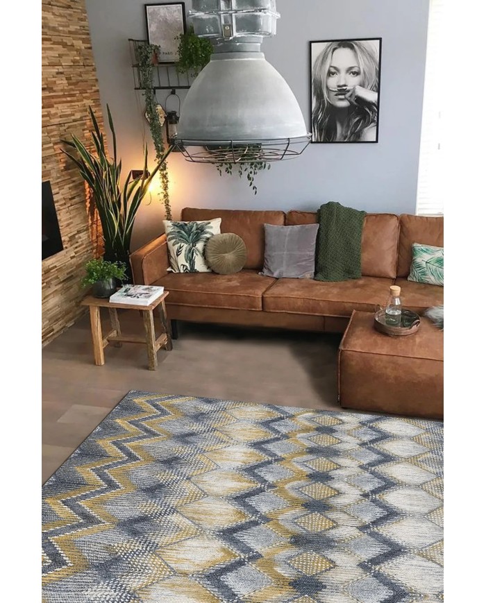 Amaris Modern Kadife Özel Tasarım Pamuk Tabanlı  Yıkanabilen Kaydırmaz Antibakteriyel Salon Halısı