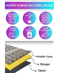 Amaris Modern Kadife Özel Tasarım Pamuk Tabanlı  Yıkanabilen Kaydırmaz Antibakteriyel Salon Halısı