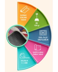 Duena Modern Kadife Pamuk Taban Kaymaz Yıkanabilen Antibakteriyel Salon Halısı