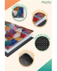 Duena Modern Kadife Pamuk Taban Kaymaz Yıkanabilen Antibakteriyel Salon Halısı