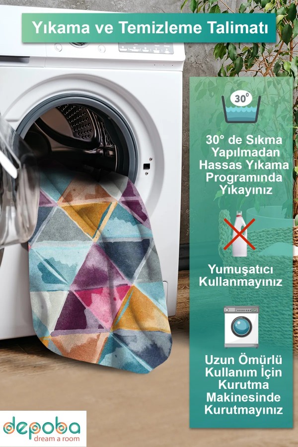 Dali Modern Kadife Pamuk Taban Kaymaz Yıkanabilen Antibakteriyel Salon Halısı