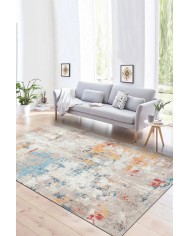 Laray Modern Kadife Desenli Pamuk Tabanlı Yıkanabilen Kaydırmaz Antibakteriyel Salon Halısı