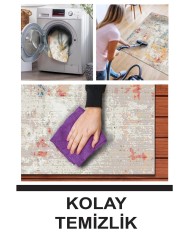 Laray Modern Kadife Desenli Pamuk Tabanlı Yıkanabilen Kaydırmaz Antibakteriyel Salon Halısı