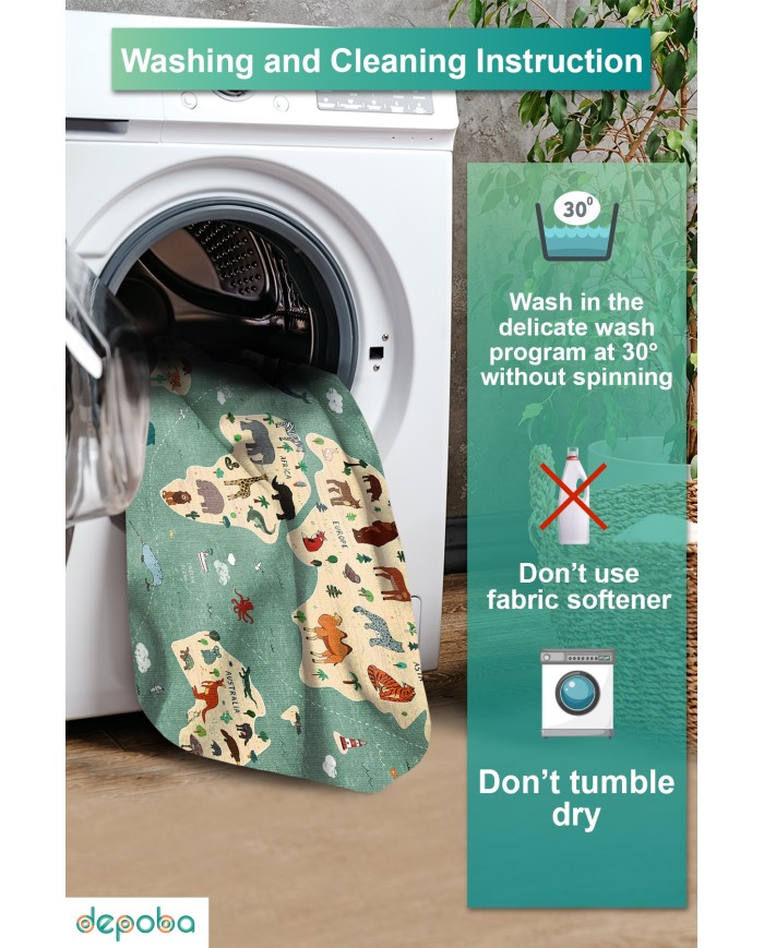 Mepa Kadife Antibakteriyel Yıkanabilir Kaymaz Pamuk Tabanlı Çocuk Halısı