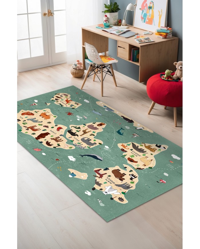 Mepa Kadife Antibakteriyel Yıkanabilir Kaymaz Pamuk Tabanlı Çocuk Halısı