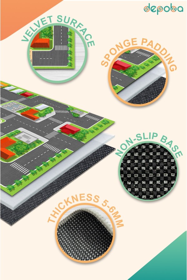 Loyem Kadife Antibakteriyel Yıkanabilir Kaymaz Pamuk Tabanlı Çocuk Halısı