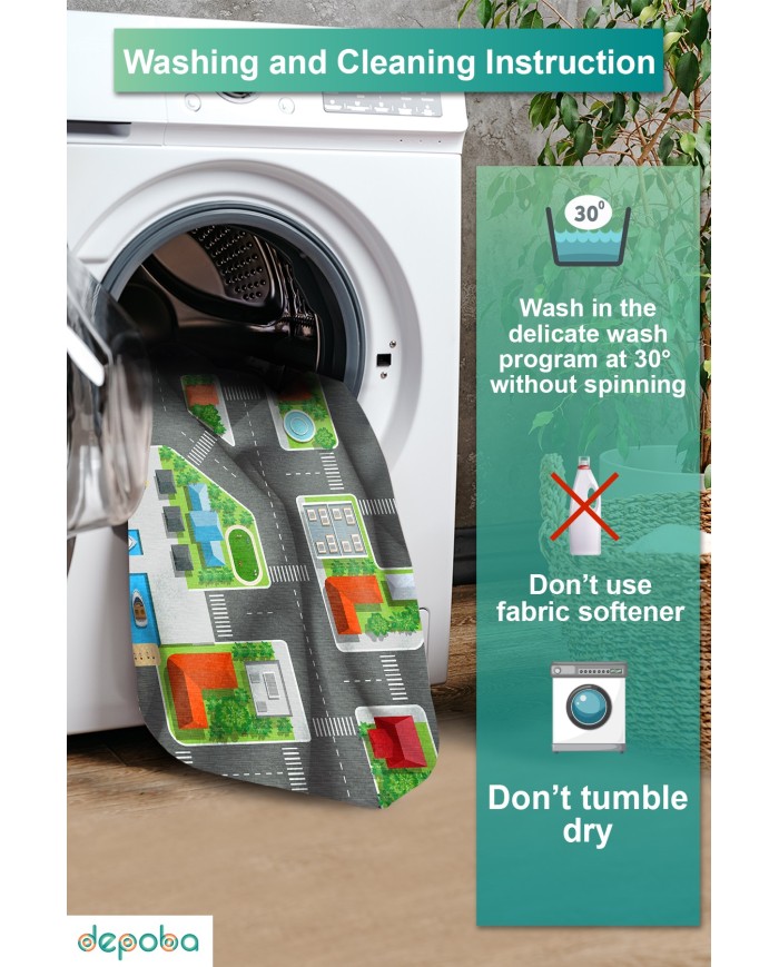 Loyem Kadife Antibakteriyel Yıkanabilir Kaymaz Pamuk Tabanlı Çocuk Halısı