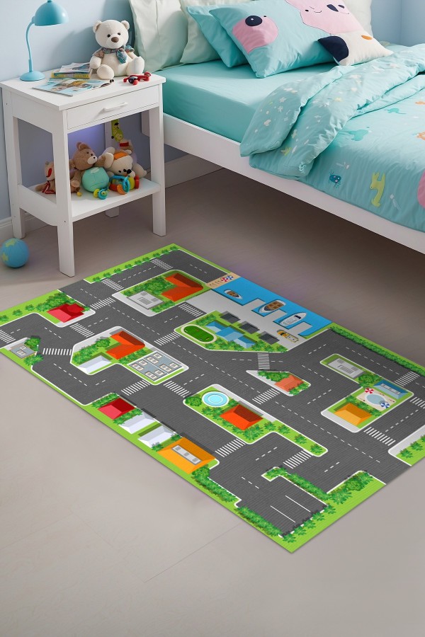 Loyem Kadife Antibakteriyel Yıkanabilir Kaymaz Pamuk Tabanlı Çocuk Halısı