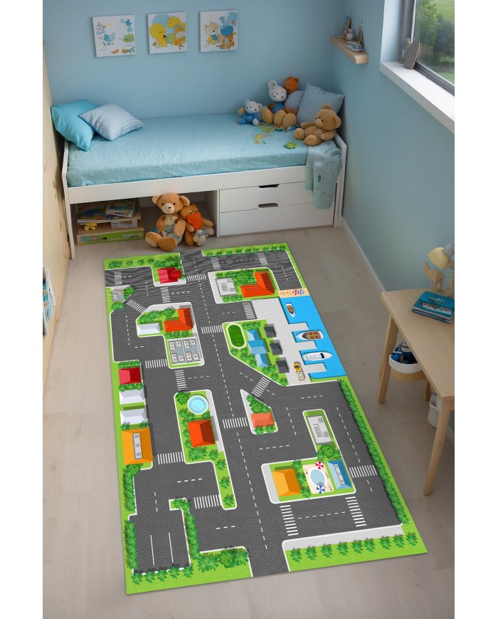 Loyem Kadife Antibakteriyel Yıkanabilir Kaymaz Pamuk Tabanlı Çocuk Halısı