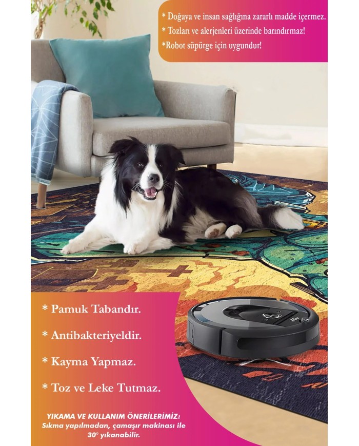 Atomy Şönil Gamer Halısı Pamuk Tabanlı Yıkanabilen, Kaydırmaz Genç Odası Oyuncu Gaming Halısı