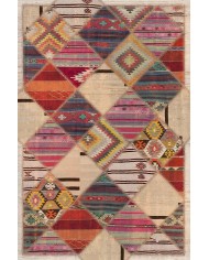 Hoya Patchwork Desenli Kadife Pamuk Tabanlı Yıkanabilen Kaydırmaz Antibakteriyel Salon Halısı