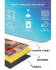 Hoya Patchwork Desenli Kadife Pamuk Tabanlı Yıkanabilen Kaydırmaz Antibakteriyel Salon Halısı