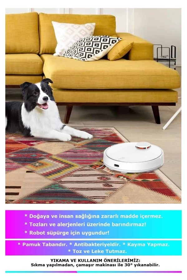 Hoya Patchwork Desenli Kadife Pamuk Tabanlı Yıkanabilen Kaydırmaz Antibakteriyel Salon Halısı Hoya Patchwork Desenli Kadife Pamuk Tabanlı Yıkanabilen Kaydırmaz Antibakteriyel Salon Halısı