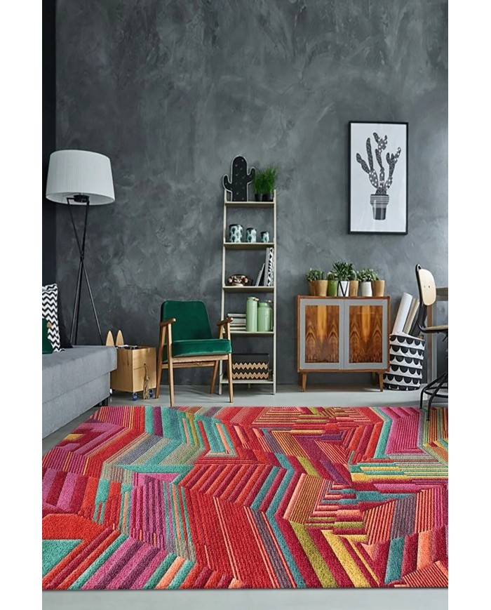 Aubrees Dekoratif Özel Tasarım Kadife Pamuk Taban Kaydırmaz Yıkanabilen Antibakteriyel Salon Halısı