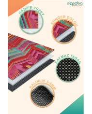 Aubrees Dekoratif Özel Tasarım Kadife Pamuk Taban Kaydırmaz Yıkanabilen Antibakteriyel Salon Halısı