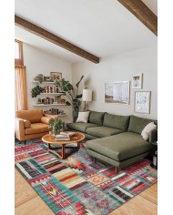 Brandi Kadife Modern Desenli Pamuk Taban Yıkanabilen Antibakteriyel Salon Halısı