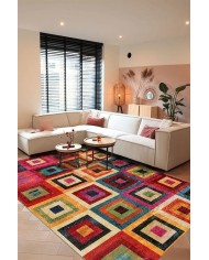 Amber Kadife Modern Desenli Pamuk Tabanlı Yıkanabilen Kaymaz Antibakteriyel Salon Halısı