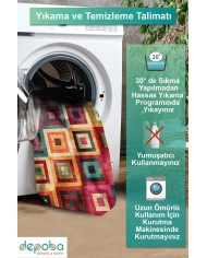 Amber Kadife Modern Desenli Pamuk Tabanlı Yıkanabilen Kaymaz Antibakteriyel Salon Halısı