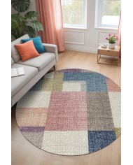 Anika Pamuk Tabanlı Yıkanabilen Kaydırmaz Antibakteriyel Kadife Yuvarlak Salon Halısı