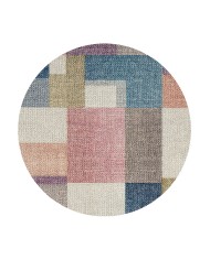 Anika Pamuk Tabanlı Yıkanabilen Kaydırmaz Antibakteriyel Kadife Yuvarlak Salon Halısı