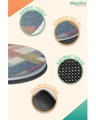 Anika Pamuk Tabanlı Yıkanabilen Kaydırmaz Antibakteriyel Kadife Yuvarlak Salon Halısı