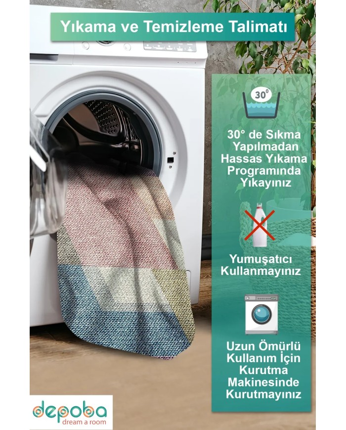 Anika Pamuk Tabanlı Yıkanabilen Kaydırmaz Antibakteriyel Kadife Yuvarlak Salon Halısı