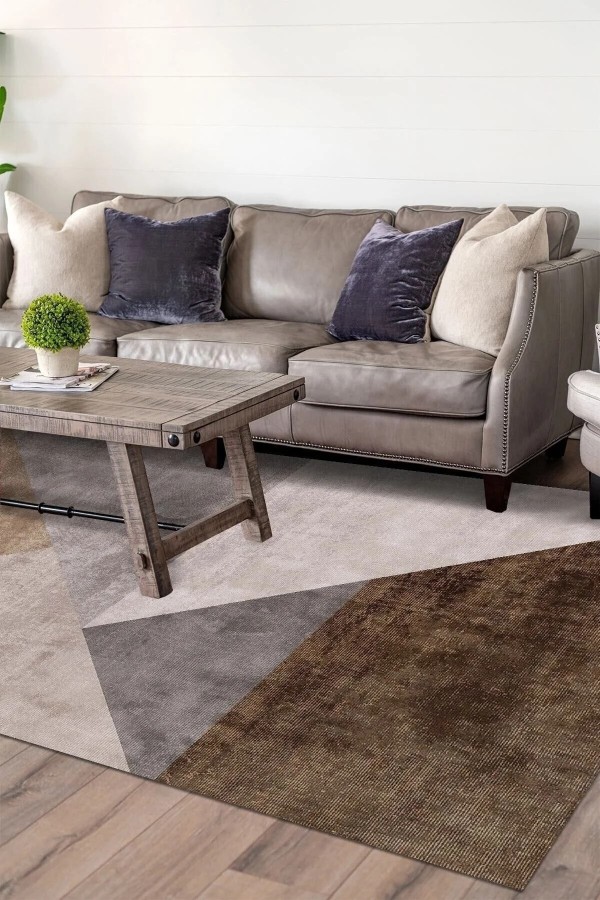 Barty Desenli Pamuk Tabanlı Yıkanabilen Kaydırmaz Kadife Antibakteriyel Salon Halısı