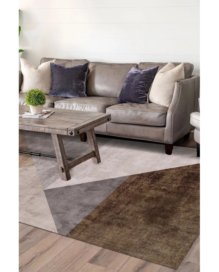 Barty Desenli Pamuk Tabanlı Yıkanabilen Kaydırmaz Kadife Antibakteriyel Salon Halısı