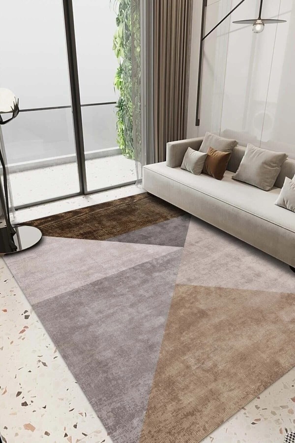 Barty Desenli Pamuk Tabanlı Yıkanabilen Kaydırmaz Kadife Antibakteriyel Salon Halısı