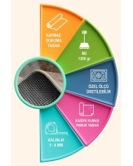 Barty Desenli Pamuk Tabanlı Yıkanabilen Kaydırmaz Kadife Antibakteriyel Salon Halısı