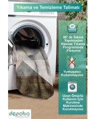 Barty Desenli Pamuk Tabanlı Yıkanabilen Kaydırmaz Kadife Antibakteriyel Salon Halısı