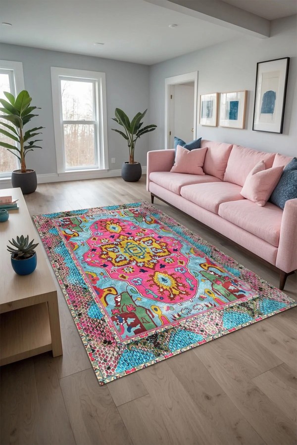 Podmir Şönil Doğal Pamuk Tabanlı Salon Halısı Kaymaz Antibakteriyel Yıkanabilir Çevre Dostu