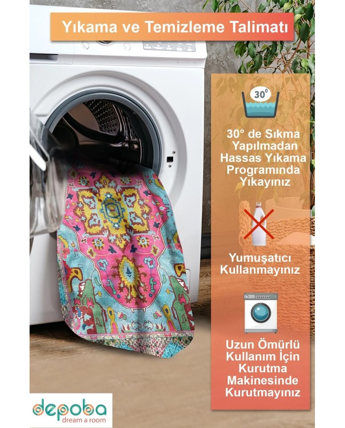 Podmir Şönil Doğal Pamuk Tabanlı Salon Halısı Kaymaz Antibakteriyel Yıkanabilir Çevre Dostu