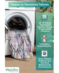 Cora Kadife Dekoratif Özel Tasarım Pamuk Taban Kaydırmaz Yıkanabilen Antibakteriyel Salon Halısı