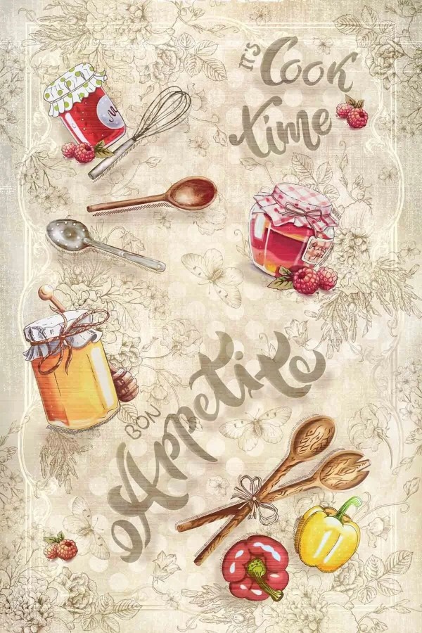 Rute Şönil Doğal Pamuk Tabanlı Mutfak Halısı Kaymaz Antibakteriyel Yıkanabilir Çevre Dostu