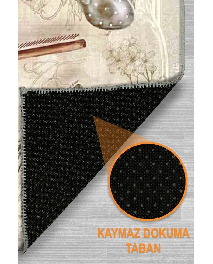 Rute Şönil Doğal Pamuk Tabanlı Mutfak Halısı Kaymaz Antibakteriyel Yıkanabilir Çevre Dostu