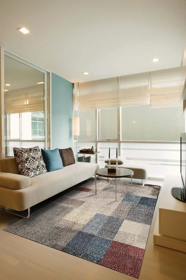 Apelia Kadife Desenli Pamuk Tabanlı Yıkanabilen Kaydırmaz Antibakteriyel Salon Halısı