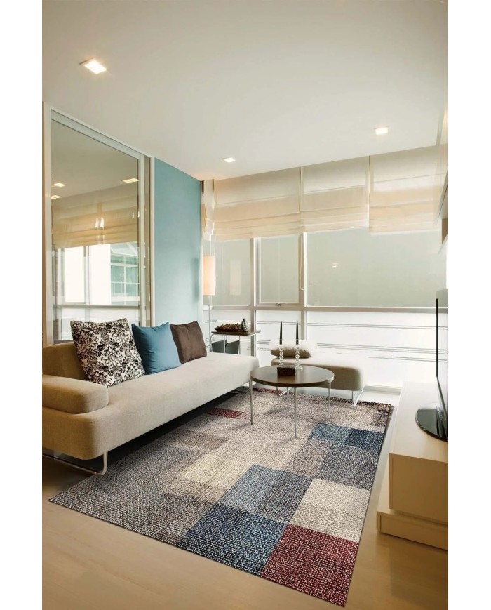 Apelia Kadife Desenli Pamuk Tabanlı Yıkanabilen Kaydırmaz Antibakteriyel Salon Halısı