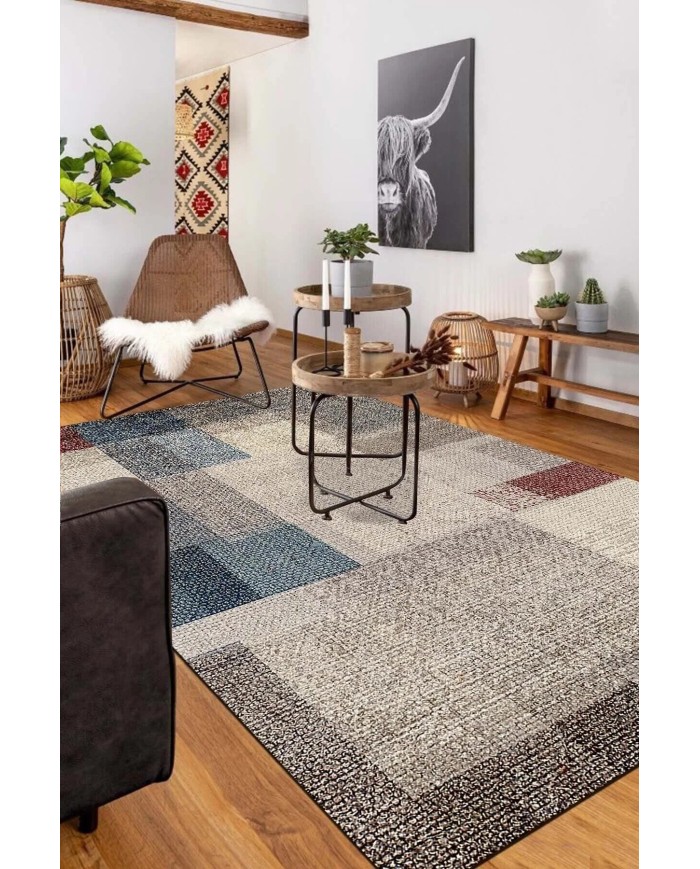 Apelia Kadife Desenli Pamuk Tabanlı Yıkanabilen Kaydırmaz Antibakteriyel Salon Halısı