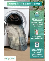 Apelia Kadife Desenli Pamuk Tabanlı Yıkanabilen Kaydırmaz Antibakteriyel Salon Halısı