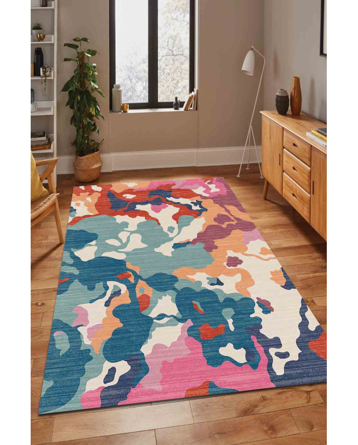 Lisa Modern Kadife Yıkanabilir Kaymaz Pamuk Tabanlı Antibakteriyel Salon Halısı