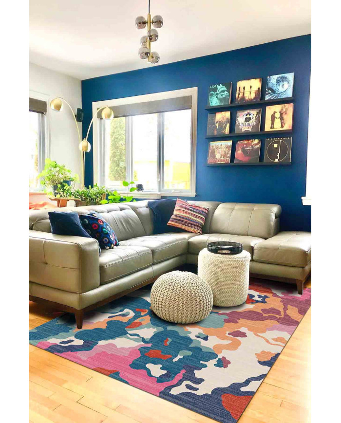 Lisa Modern Kadife Yıkanabilir Kaymaz Pamuk Tabanlı Antibakteriyel Salon Halısı