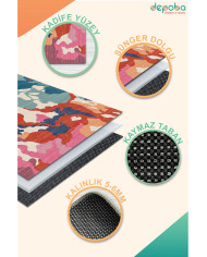 Lisa Modern Kadife Yıkanabilir Kaymaz Pamuk Tabanlı Antibakteriyel Salon Halısı