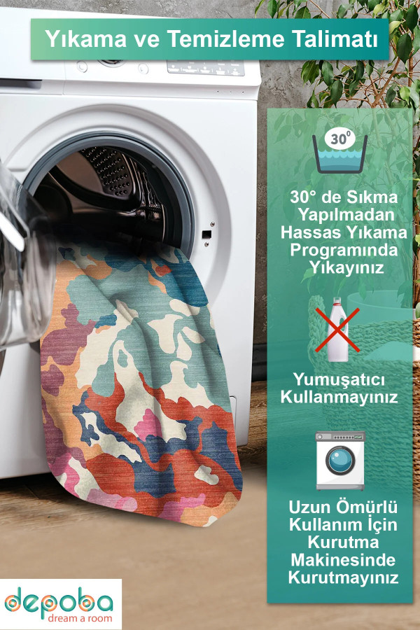 Lisa Modern Kadife Yıkanabilir Kaymaz Pamuk Tabanlı Antibakteriyel Salon Halısı